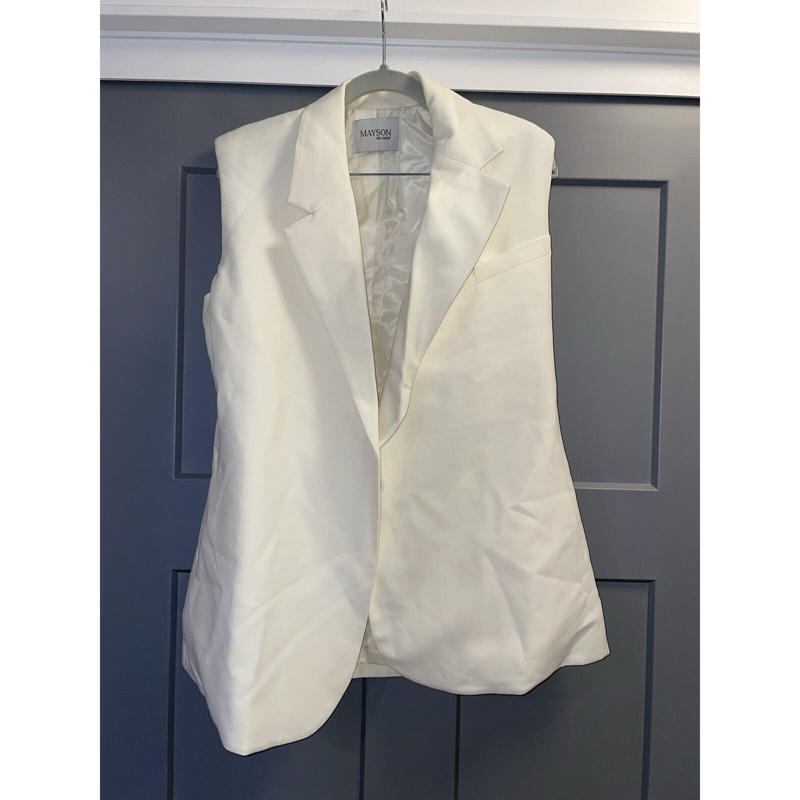 Nwt Mayson The Label Chic Sleeveless Wrap Long Vest Blazer Ivory Size 4 — image 2 of 6